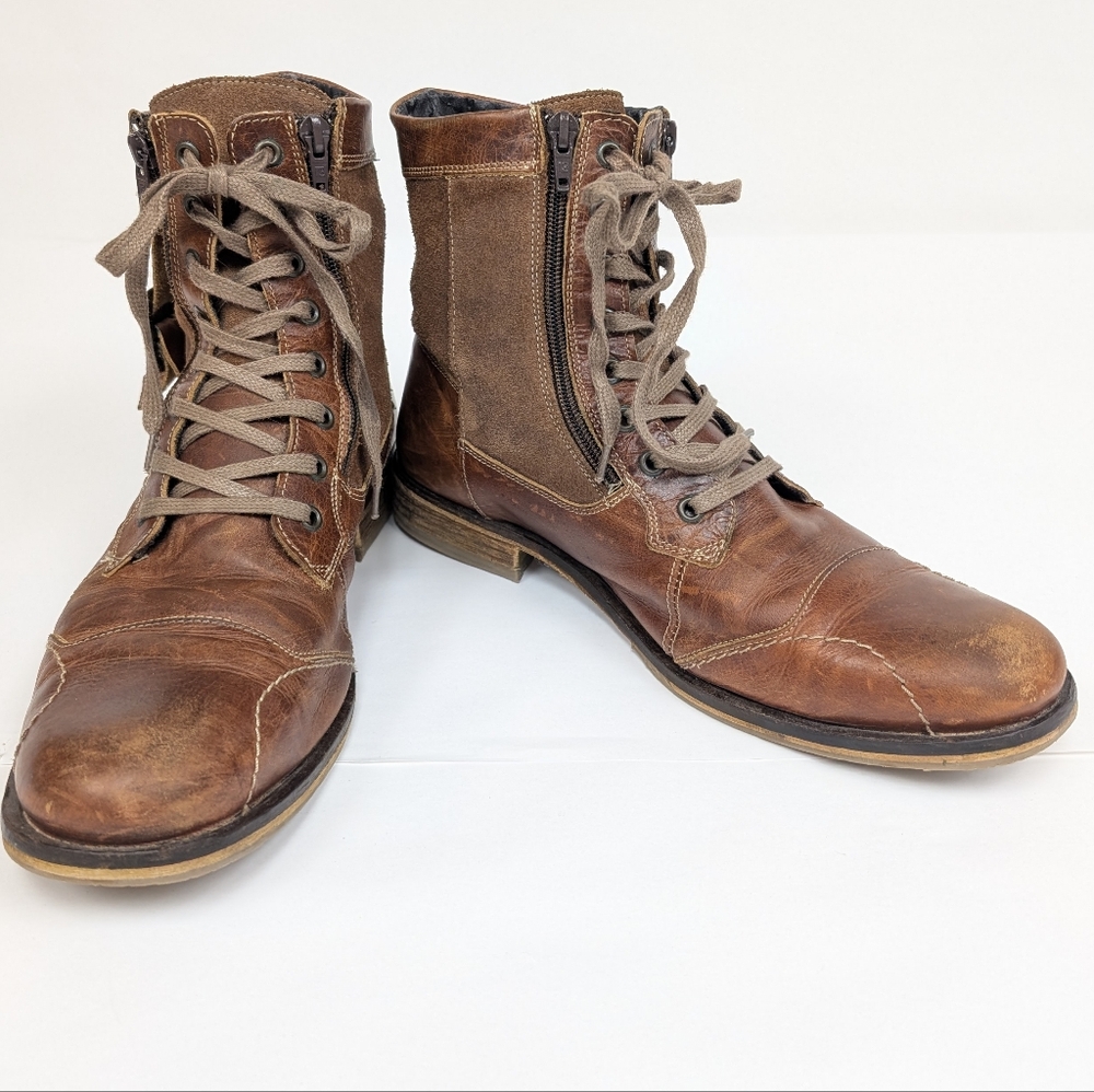 Steve Madden Vintage Hand Crafted Sidecar2 II Leather Boots Zipper Men's 12/45